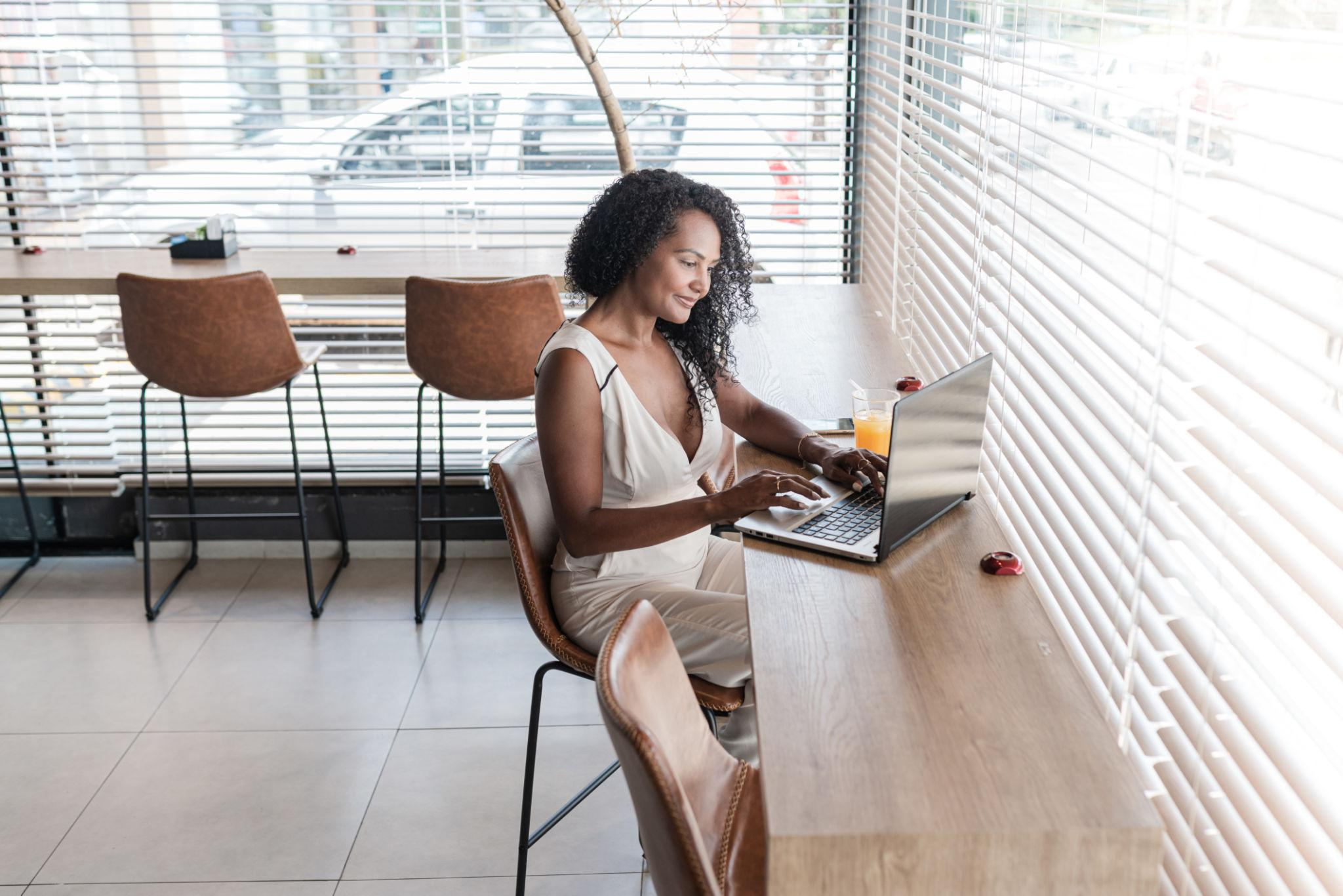 Small business owner at laptop